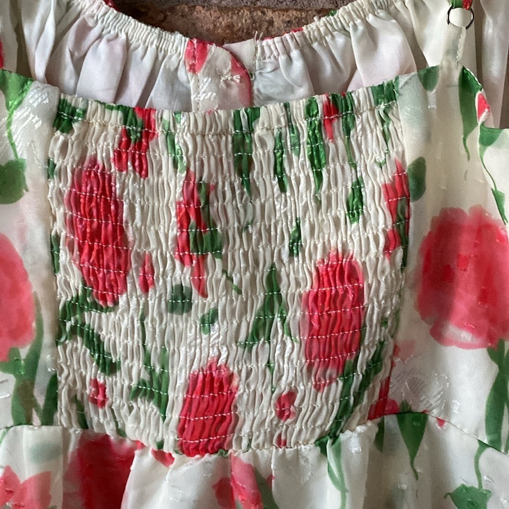 Commense Cream, Rose and Green Floral Dress XS NWT - Picture 11 of 16